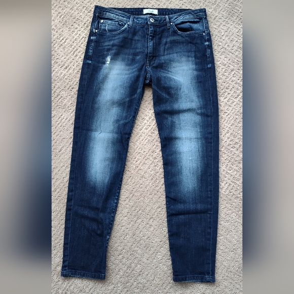 Mango MNG Dark Blue Denim Lonny Girlfriend Jeans - Picture 1 of 5